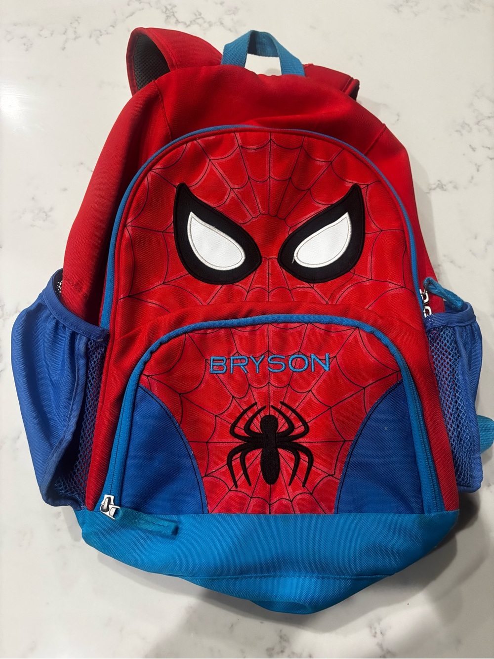 Pottery Barn Kids Kids Spider-Man Style Red & Blue Backpack with Name Bryson
